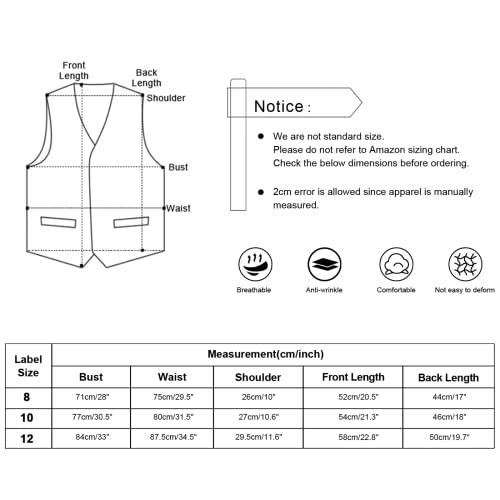 Alizeal Boys Bow Tie, Necktie and Suit Vest Solid Color Classic Tie and Waistcoat 3pc Set, Black-10