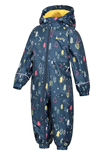 Mountain Warehouse Spright Fleece Lined Kids Waterproof Rain Suit - Lightweight Rain Suit with Full Zip & Reflective Design - Best for Autumn, Winter & Wet Weather Midnight 2-3 Years