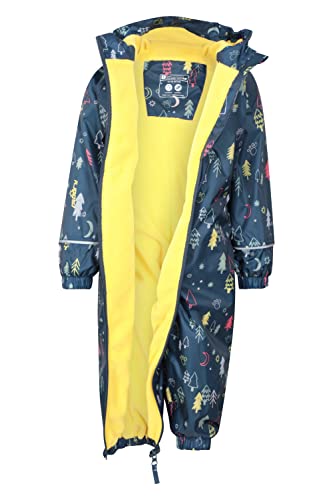 Mountain Warehouse Spright Fleece Lined Kids Waterproof Rain Suit - Lightweight Rain Suit with Full Zip & Reflective Design - Best for Autumn, Winter & Wet Weather Midnight 2-3 Years