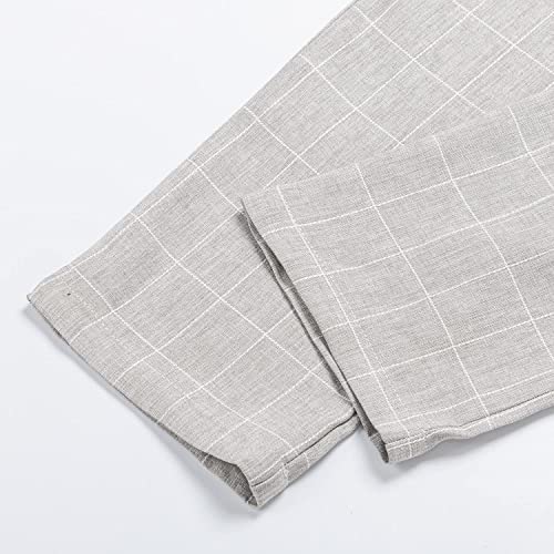 4PCS Page Boys Wedding Waistcoat, Check Vest Shirt Pants Set(Grey,10-11 Years,tag 150