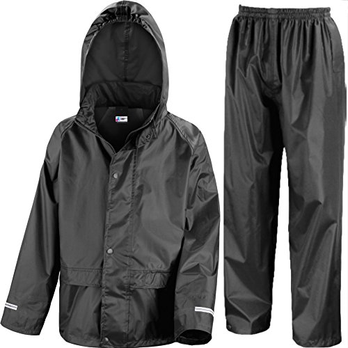 Rainsuit Shop Kids Waterproof Jacket and Trouser Suit Set Boys or Girls Black