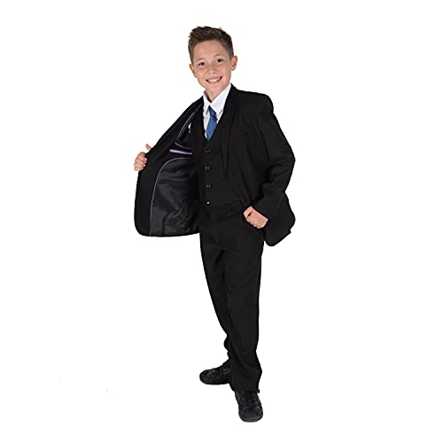 Cinda Boys Formal Black Suits Wedding Pageboy Party Prom 5 Piece Suit