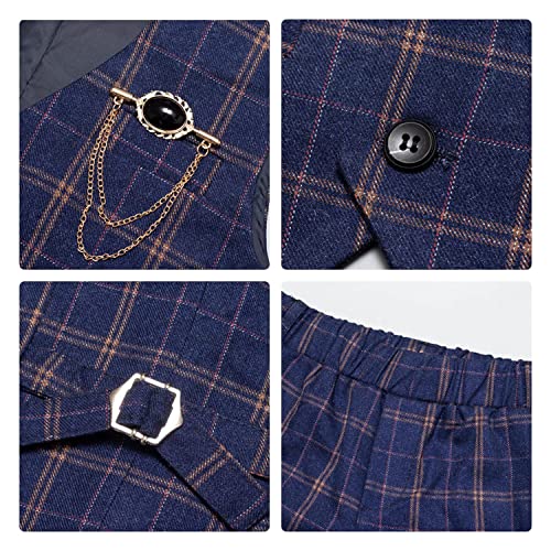 LOLANTA Boys Checked Waistcoat Set,Kids Wedding Formal Outfits,Pageboy Partywear (5-6 Years,Blue,Tag 120)