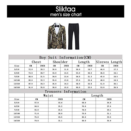 Sliktaa Boys Suits Wedding Prom Page Boy Suit Slim Fit 3-15 Years 2 Pieces Tuxedo Jacket Trousers 6 Colors , 12/150, Black