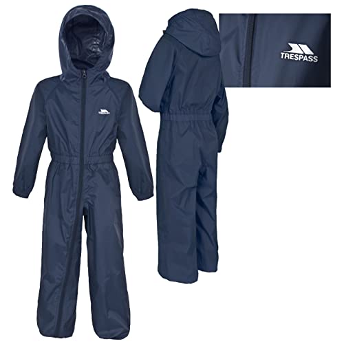 Trespass Unisex Kids Button Rain Suit, Navy, 7-8 Years UK