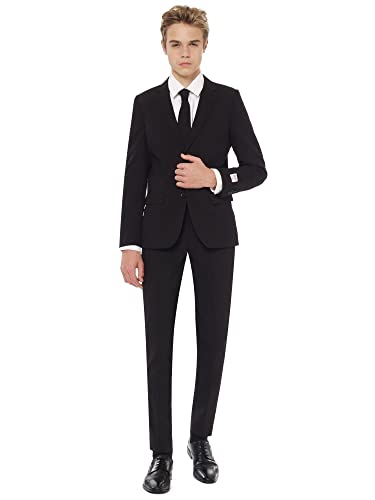 OppoSuits boys Crazy Suits for Teen Boys Aged 10 - 16 Years – Comes With Jacket, Pants and Tie, Black Knight, 14