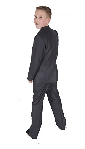 Cinda 5 Piece Boy Suits Boys Wedding Suit Page Boy Party Prom Dark Grey 9-10 Years
