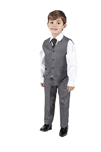 Boys Grey 4 Piece Waistcoat Suit (8-9 Years)