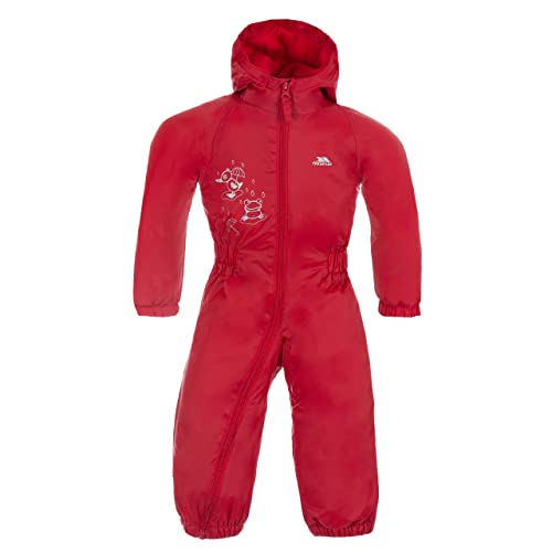 Trespass Kids' Waterproof Drip Drop Outdoor Rain Suit, Red (Signal red), 3/4 year