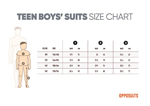 OppoSuits boys Crazy Suits for Teen Boys Aged 10 - 16 Years – Comes With Jacket, Pants and Tie, Black Knight, 14