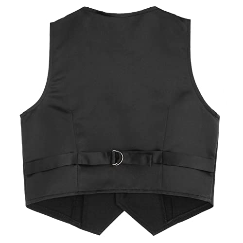 CHICTRY Kids Boys 4 Buttons Single Breasted Formal Suit Vest Wedding Pageant Party Waistcoat Black 9-10 Years