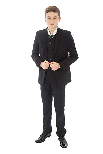 Vivaki 5 Piece Slim Fit Black Suit (12-13 Years)
