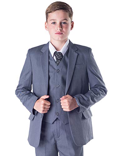 Boys Suits Boys Grey Suit 5 Piece Wedding Party Formal Outfit Prom (14/15 Years)