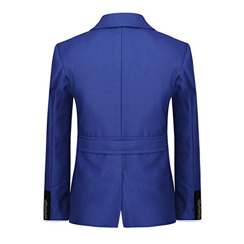 Sliktaa Boys 3 Pieces Suits Shawl Lapel Slim Fit Tux Jacket Vest Pants 6 Colors Prom Party Wedding Suit, Blue,12 Years
