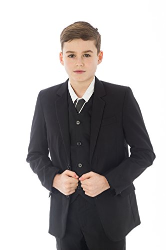 Vivaki 5 Piece Slim Fit Black Suit (12-13 Years)