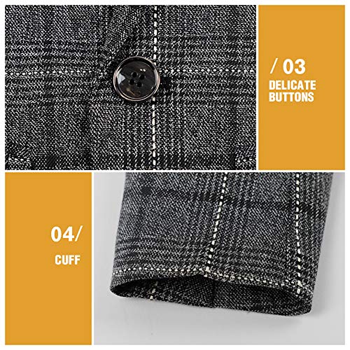 LOLANTA Kids Grey Check Suit, 2-Piece Boys Wedding Party Outfits Jacket and Trousers, Prom Occasionwear, Dark Grey, 130