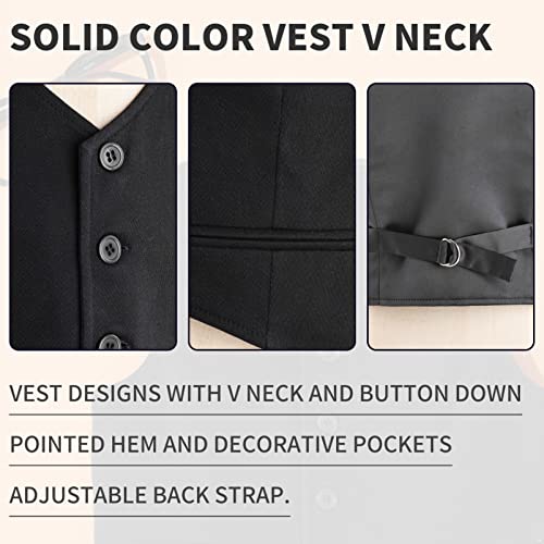 CHICTRY Kids Boys 4 Buttons Single Breasted Formal Suit Vest Wedding Pageant Party Waistcoat Black 9-10 Years