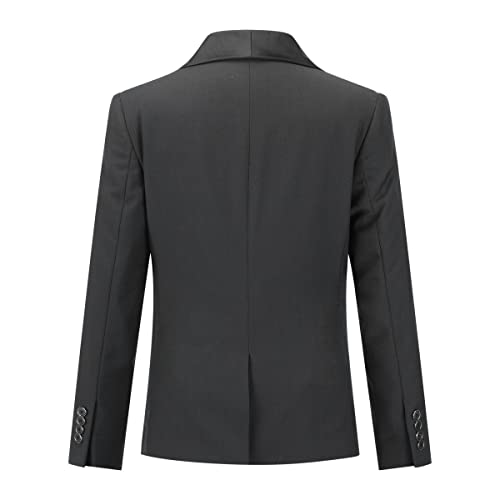 Sliktaa Boys Suits 2 Pieces Slim Fit One Button Notched Lapel Tuxedo Suits Wedding Performance Party Formal WearBlazer and Trousers, Black, 16 Years