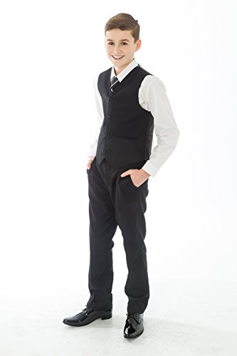 Vivaki 5 Piece Slim Fit Black Suit (12-13 Years)