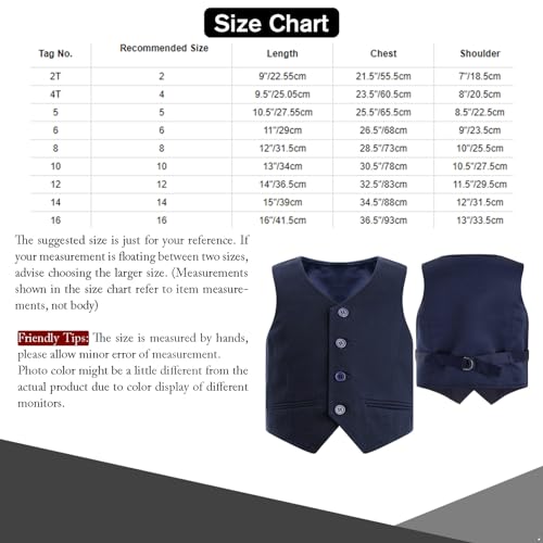 CHICTRY Kids Boys 4 Buttons Single Breasted Formal Suit Vest Wedding Pageant Party Waistcoat Black 9-10 Years
