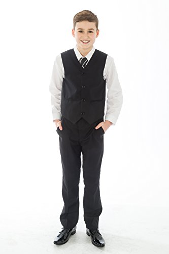 Vivaki 5 Piece Slim Fit Black Suit (12-13 Years)