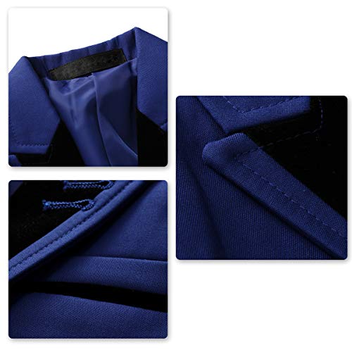 Sliktaa Boys 3 Pieces Suits Shawl Lapel Slim Fit Tux Jacket Vest Pants 6 Colors Prom Party Wedding Suit, Blue,12 Years