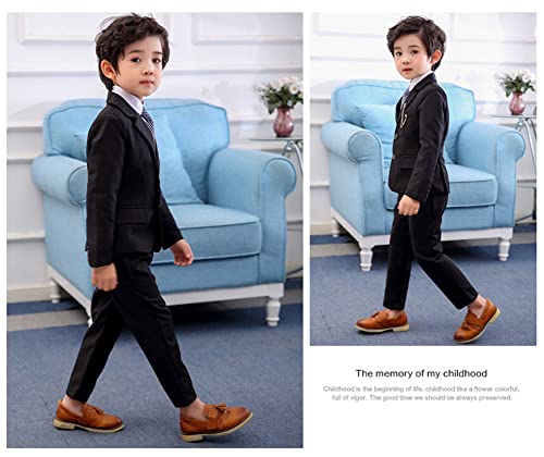 LOLANTA 2 Piece Boys Suits Set, Kids Blazer & Trousers, Leisurewear or Wedding Party Pageboy Outfit, Black, 140