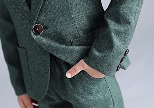 LOLANTA Kids Tweed Check Suit, 2-Piece Boys Wedding Party Outfits Jacket and Trousers, Prom Occasionwear, Green, 130