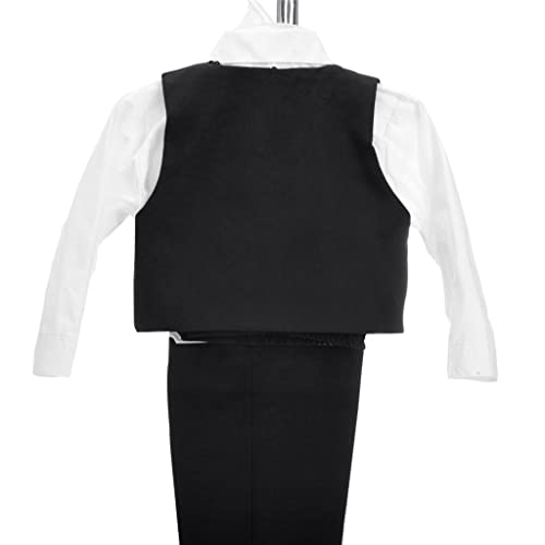 Lito Angels Little Boy Formal Dress Suit Wedding Outfit Wear, 5 Pieces Set (Blazer, Shirt, Waistcoat, Trousers, Bow Tie) Age 2-3 Years, Black, 057