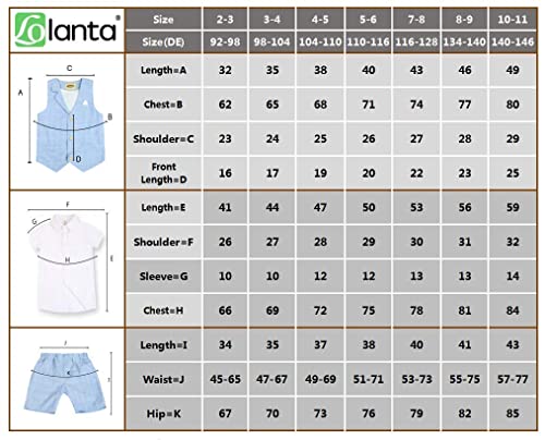 LOLANTA 4PCS Page Boy Suits Wedding,Kids Summer Short Suit Set,Ceremony Christening Partywear,Waistcoat Shorts Shirt with Bowtie,7-8 Years,Blue,Tag 130