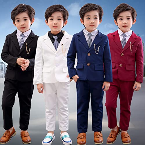 LOLANTA 2 Piece Boys Suits Set, Kids Blazer & Trousers, Leisurewear or Wedding Party Pageboy Outfit, Black, 140