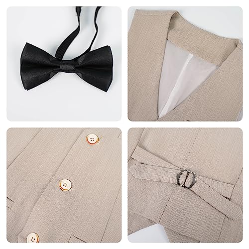 LOLANTA 4-Piece Formal Suit for Boy, Waistcoat Set, Kids Birthday Wedding Party Occasionwear, Beige, 150