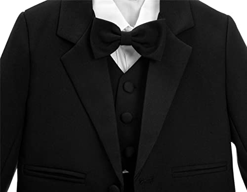 Lito Angels Little Boy Formal Dress Suit Wedding Outfit Wear, 5 Pieces Set (Blazer, Shirt, Waistcoat, Trousers, Bow Tie) Age 2-3 Years, Black, 057