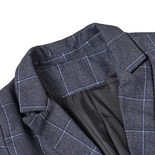 Boys Suits 3 Piece One Button Single Breasted Plaid Colour Suits Wedding Party Performance Blazer Vest Trousers, Grey, 16 Years