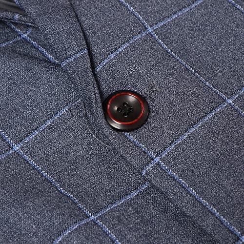 Boys Suits 3 Piece One Button Single Breasted Plaid Colour Suits Wedding Party Performance Blazer Vest Trousers, Grey, 16 Years