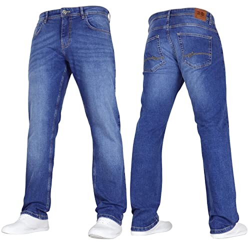 Crosshatch New Mens Stretch Straight Leg Classic Regular Fit Basic Denim Jeans by Jeanbase Mid Wash 36W X 32L