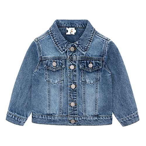 famuka Toddler Baby Denim Jackets Button Down Jeans Jacket Top Coat Casual Outwear for Kids Boys Girls (as8, age, 24_months, Blue)