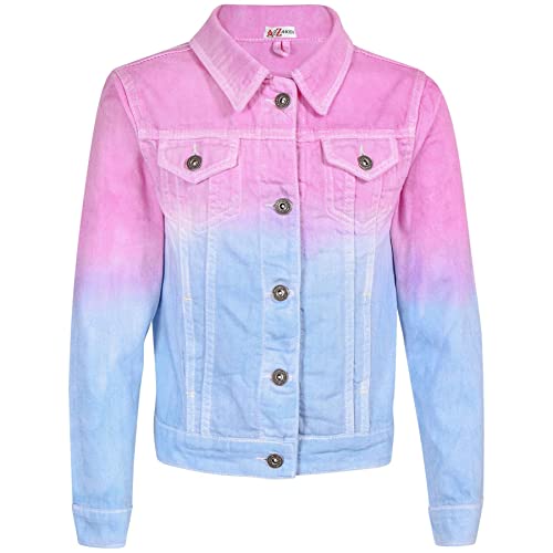 A2Z 4 Kids Girls Fashion Denim Jacket Coat Jeans Long Sleeve Tie Dye Printed - Jacket JK56 Pink_ 11-12