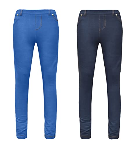GW CLASSY OUTFIT 2X Girls Kids Skinny FIT Jeans Jeggings Trousers Legging Denim Looks Pants Age 5-13 Years UK Size* (2X Denim Blue/Navy Jeggings, 9-10 Years)