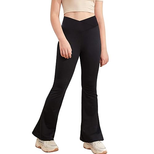 Girl's Leggings Solid Color Flare Pants Kids Dance Workout Yoga Bootcut Active Leggings Full Length Bell Bottoms
