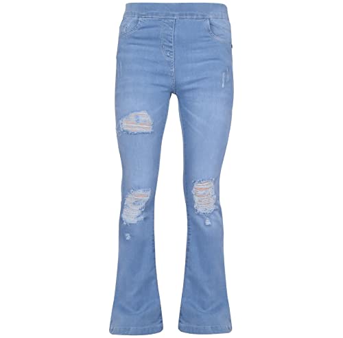 A2Z 4 Kids Girls Denim Jeans Comfort Stretchy Jeggings Bell Bottom Ripped Flared- Jeans JN37 Light Blue._9-10