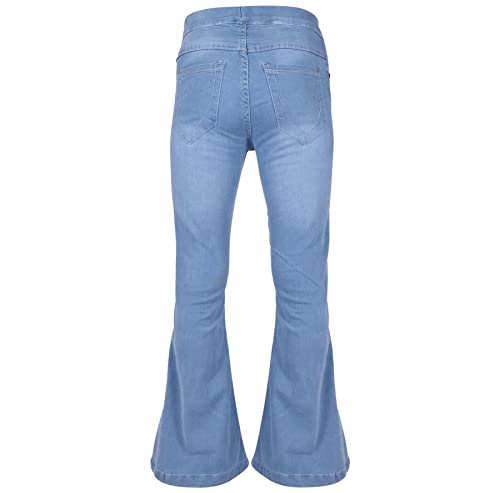 A2Z 4 Kids Girls Denim Jeans Comfort Stretchy Jeggings Bell Bottom Ripped Flared- Jeans JN37 Light Blue._9-10
