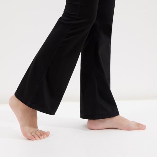 Girl's Leggings Solid Color Flare Pants Kids Dance Workout Yoga Bootcut Active Leggings Full Length Bell Bottoms