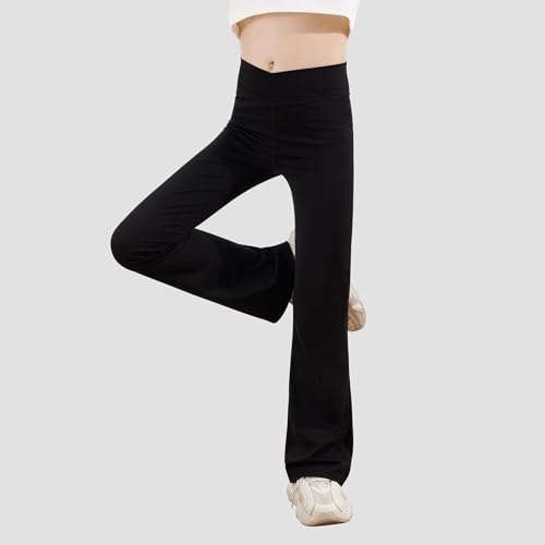 Girl's Leggings Solid Color Flare Pants Kids Dance Workout Yoga Bootcut Active Leggings Full Length Bell Bottoms