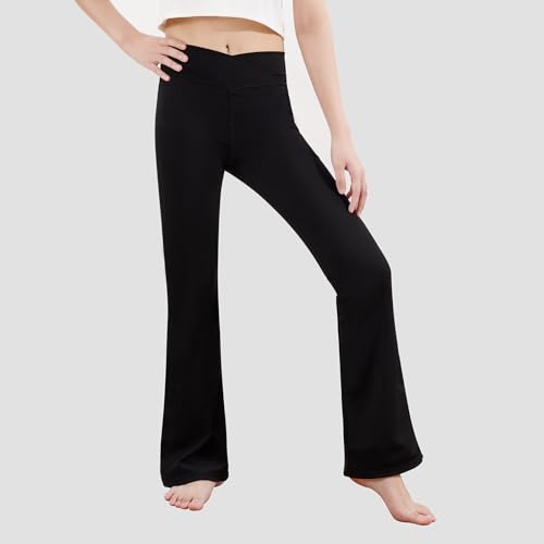 Girl's Leggings Solid Color Flare Pants Kids Dance Workout Yoga Bootcut Active Leggings Full Length Bell Bottoms