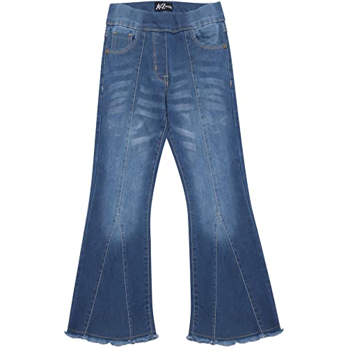 A2Z 4 Kids Girls Comfort Denim Jeans Stretchy Bell Bottom Pants - Jeans JN39 Mid Blue._5-6