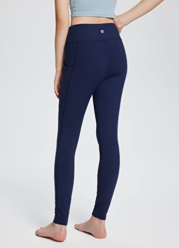 BALEAF Youth Girls Fleece Lined Leggings Winter Warm High Waisted Kids Athletic Trousers Hiking Running Yoga Navy Blue M