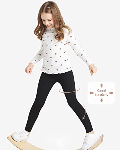 Adorel Girls Leggings Cotton Full Length Plain Pack of 2 Black 6-7 Years (Manufacturer Size: 130)