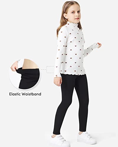 Adorel Girls Leggings Cotton Full Length Plain Pack of 2 Black 6-7 Years (Manufacturer Size: 130)