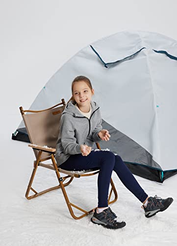 BALEAF Youth Girls Fleece Lined Leggings Winter Warm High Waisted Kids Athletic Trousers Hiking Running Yoga Navy Blue M